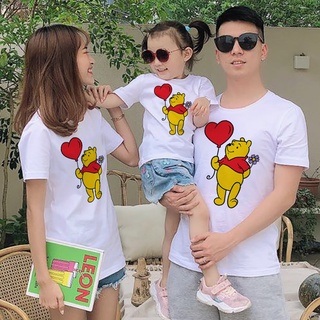 เสื้อยืด พิมพ์ลาย Winnie The Pooh Piglet Dad Mom สีขาว สําหรับครอบครัว