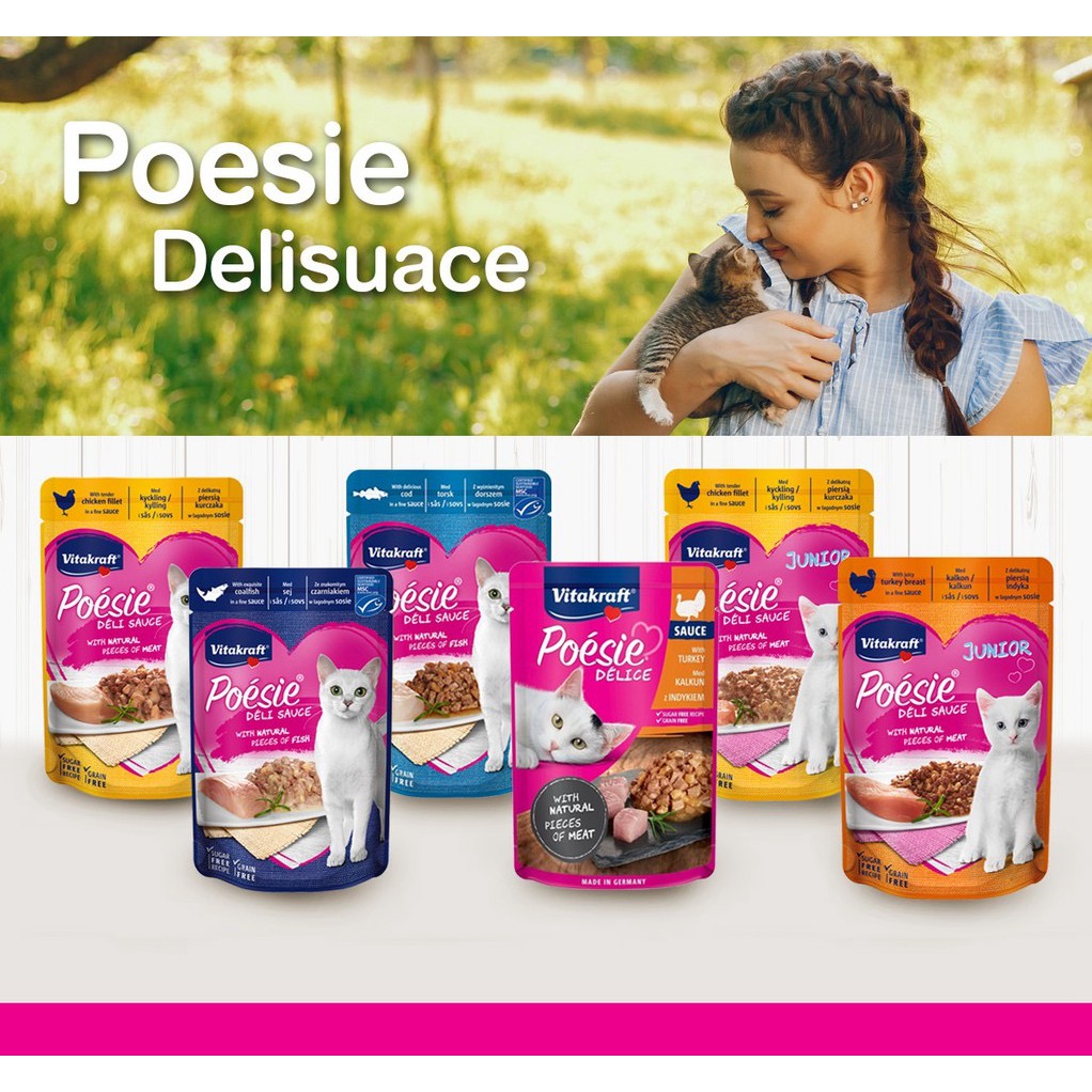 (1Free1) Exp 07/2024 Vitakraft Poesie Cat อาหารแมวเปียก แบบซอง ขนาด 85g
