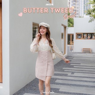 #JBS378 Butter tweed Dress size M ❌หมด❌