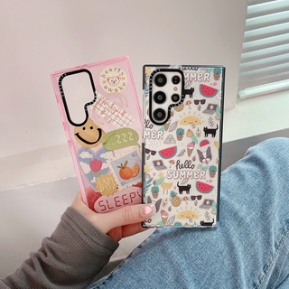 ฤดูร้อน ผลไม้ งานสังสรรค์ เคส Samsung Galaxy S23Ultra S22 Ultra S21 Ultra S20 S21 S22 S23 Plus + Case ใหม่ ขอบสี เรียบง่าย โปร่งใส ป้องกันการหล่น ซิลิกาเจล นุ่ม ซัมซุง เคส