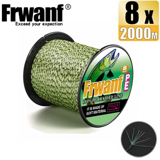 Frwanf สายเอ็นตกปลาถัก PE X8 2000 ม. 8 เส้น 6-300LB สีดํา และสีเหลือง