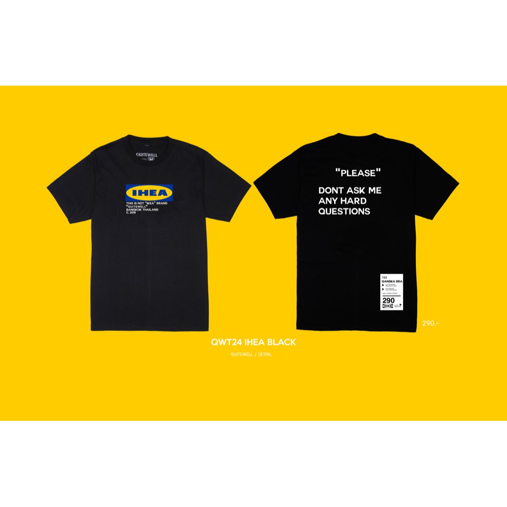 QUITEWELL เสื้อยืดแขนสั้น 24 IHEA V2 BLACK เสื้อผู้ชาย Oversize สกรีนลาย สีดำ วินเทจ