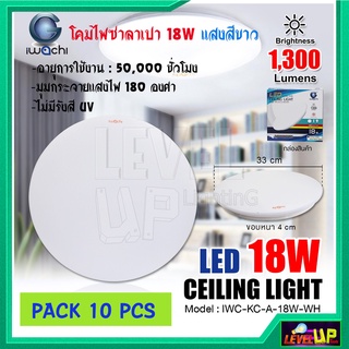 โคมไฟติดเพดาน โคมไฟซาลาเปา 18 วัตต์  โคมไฟเพดานกลม โคมไฟ LED IWACHI 18W  แสงสีขาว DAYLIGHT (แพ็ค 10 หลอด)