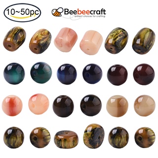 Beebeecraft ลูกปัดเรซิ่น ทรงกลม 8 มม. รู 1.6 มม. 10~50 ชิ้น