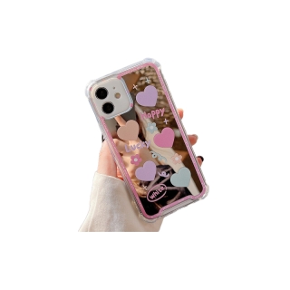 เคสมือถือ แบบกระจก ลายหัวใจ สำหรับ iPhone 13 12pro 11promax xsmax 7 8plus xr