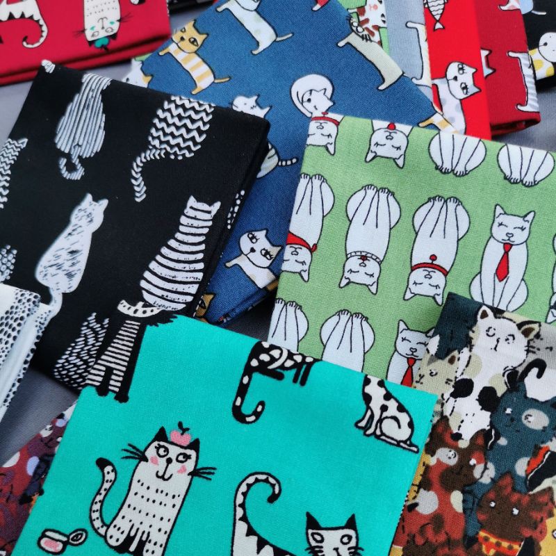 ลายแมว🐱ลายหมา🐶ลายหมี🐻ผ้า​เช็ดหน้า​🔹Cotton​100​%🔹ขนาด​35x35​ cm​