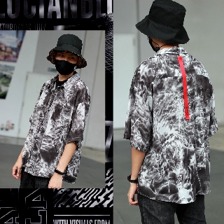 เสื้อเชิ้ตแขนสั้นผู้ชาย เชิ๊ตสั้น ทรงแฟชั่น Phenomenal Oversize​ ลายมัดย้อม โอเวอร์ไซส์สามารถปรับแต่งได้