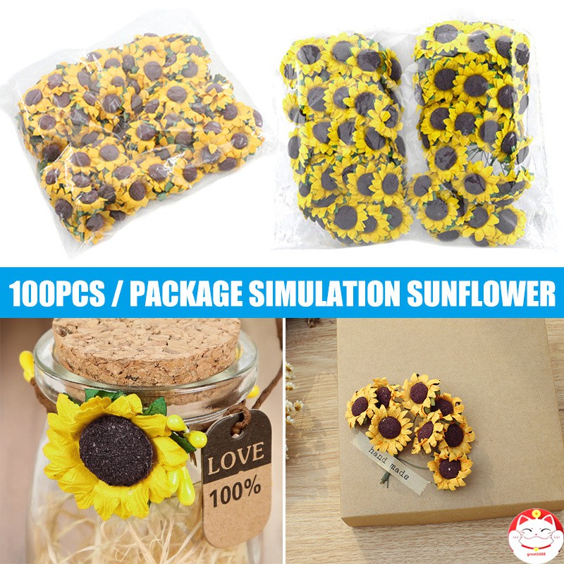 ดอกทานตะวันกระดาษแฮนด์เมด Diy สําหรับตกแต่งบ้าน 100 ชิ้น