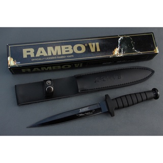 มีด RAMBO IV มีดSurvival Knife รมดำปลายแหลม 2 คม ขนาด 12 นิ้ว OME พร้อมซองหนัง