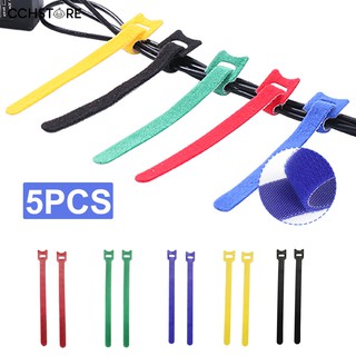 5Pcs 20cm Reusable Hook Loop Cable Cord Ties Wire Tidy Strap