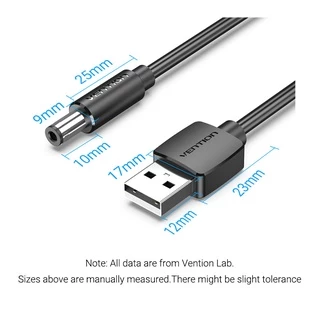 VENTION สายชาร์จ USB To DC 5.5มม. สําหรับพัดลมระบายความร้อน/พัดลมขนาดเล็ก/โคมไฟตั้งโต๊ะ 28 AWG