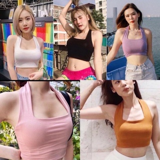 🔥🔥ขาย👚Dee  shop🔥🔥🔥เสื้อคล้องคอ ครอปคล้องคอ เสื้อคอเหลี่ยม ตัวจิ๋ว !!!รุ่นมีฟองน้ำค่ะ!!! ผ้าเรยอน2ชั้นงานฮิตตลอดกาล‼️ ทะเ