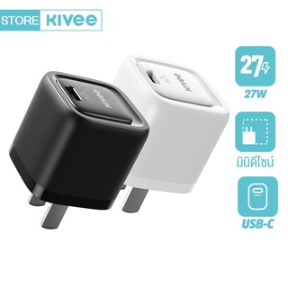 ดีไซน์มินิ KIVEE หัวชาร์จ 27W ชาร์จเร็ว PD สำหรับ iPad iPhone Samsung USB TYPE-C QC4.0 Fast Charger อุปกรณ์ชาร์จ Adapter