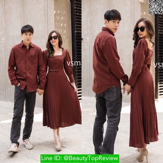 VSM8018-2-Red ชุดเซ็ทคู่รัก เสื้อผู้ชาย+ชุดผู้หญิง