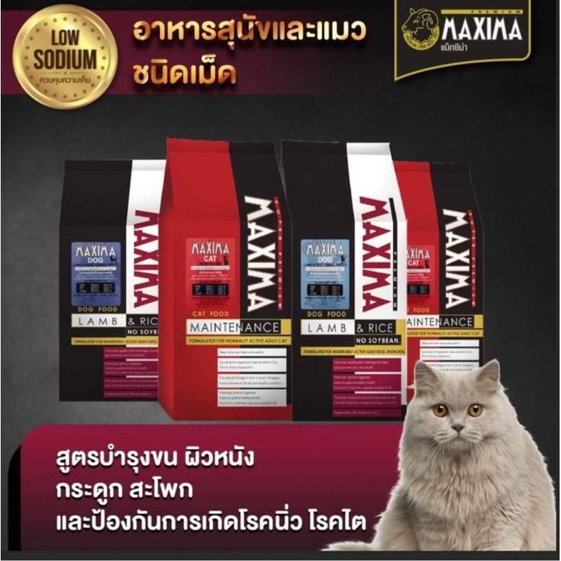 Maxima 1kg อาหารแมว แม็กซิม่า พรีเมี่ยม รสเนื้อแกะรุ่นใหม่ ขนาดถุง 1 กิโลกรัม