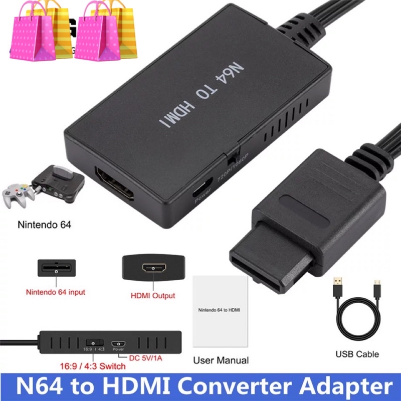 สำหรับ NGC/SNES/N64 To HDMI Converter อะแดปเตอร์สำหรับ Nintendo 64สำหรับ GameCube Plug และ Play full