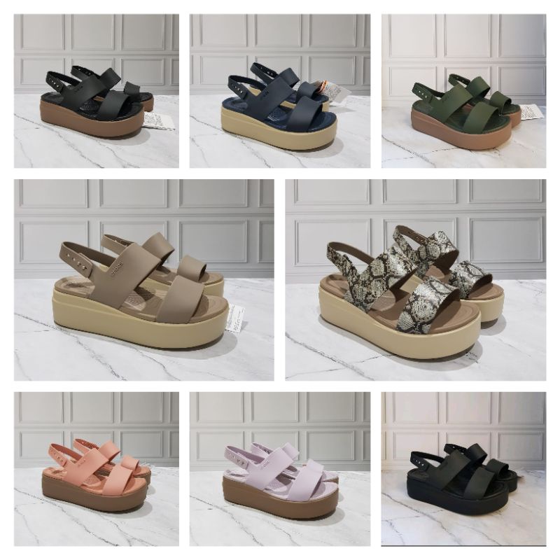 Crocs Brooklyn Wedges Strap Sandals/Crocs Brooklyn/รองเท้าแตะผู้หญิง/รองเท้าส้นเตารีดSandal