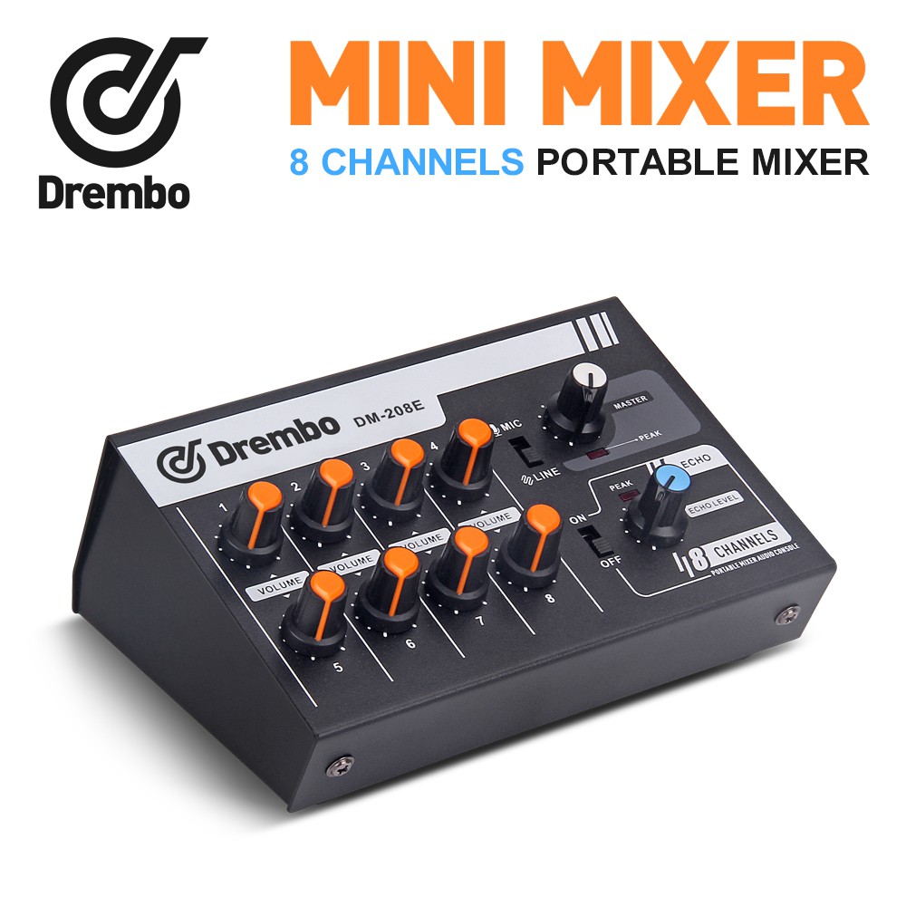 Mini Audio Mixer แบบพกพาสลับสเตอริโอ 4 & Mono 8 ช่องไมโครโฟนเสียง Mixer คอนโซลสําหรับ DJ คาราโอเกะ