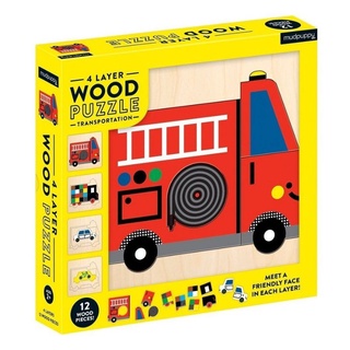 จิ๊กซอว์ไม้สีสันสดใส  4 ชั้น 4 ภาพ ลายยานพาหนะแบรนด์ Mudpuppy - 4 Layers Wood Puzzle Transportation