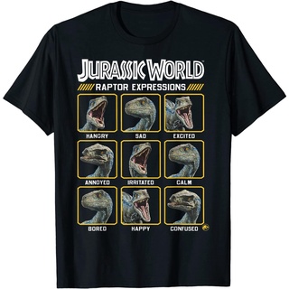 เสื้อยืดผู้ชาย Jurassic World Two Blue Raptor Expressions Graphic T-Shirt t shirt men cotton