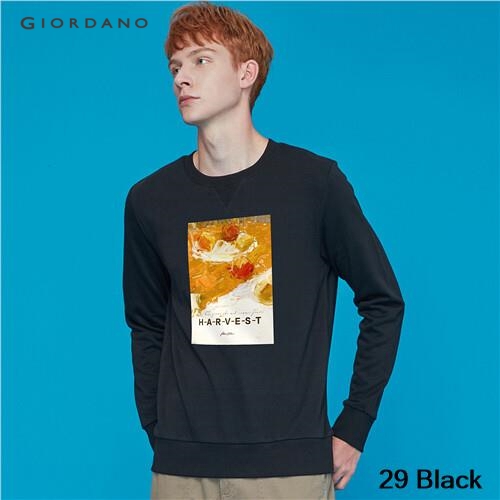 GIORDANO UNISEX Printed loose pullover sweatshirt 91099582