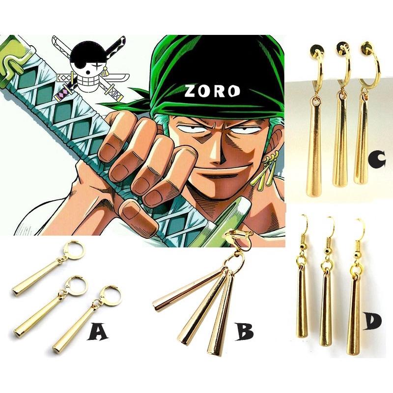 ต่างหูกระดุมลาย Anime One Piece Roronoa Zoro