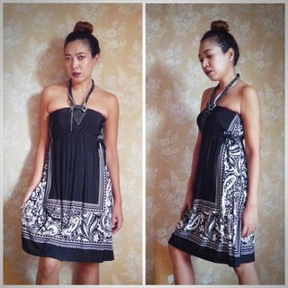 SALE..100฿ Black graphic print mini dress