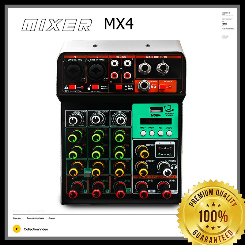 ☼MX4 Audio Mixer 4 Channels Mini Musical Multifunctional PC Interface