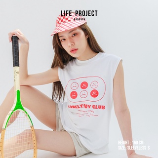 [LIFEPROJECTBKK] LONELY BOY SMILY Sleeveless  Freesize - เสื้อยืดคอกลมแขนกุดผ้าคอตตอนแท้100%