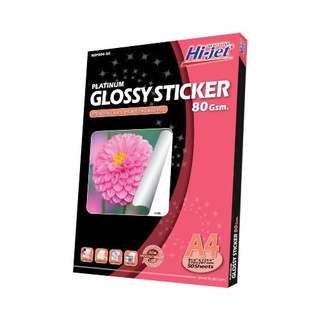 Hi-jet สติกเกอร์ผิวมัน Inkjet Platinum Glossy Sticker 80 แกรม A4 50 แผ่น