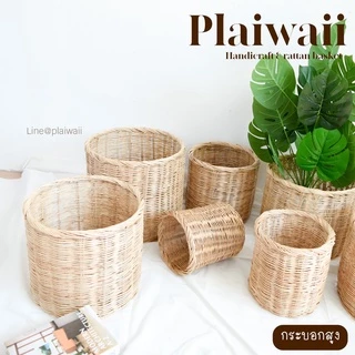 พร้อมส่ง ✅ ตะกร้าหวายทรงกระบอกสูง ตะกร้าใส่ต้นไม้