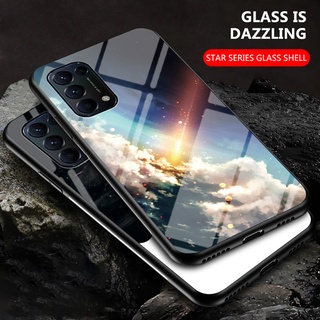 เคสโทรศัพท์กระจกเทมเปอร์สตาร์รี่สกายสำหรับ OPPO Reno5 Reno5F Reno5Z Reno 5 5F 5Z F Z 5pro pro A94 A 94 4G 5G CPH2159 CPH2145 CPH2201 CPH2217 CPH2203 CPH2211 ฝาหลังแบบแข็งกันกระแทก, ปลอกสีสันสดใสป้องกันรอยขีดข่วน, เคสมือถือลายพระจันทร์และดาวสวยๆ