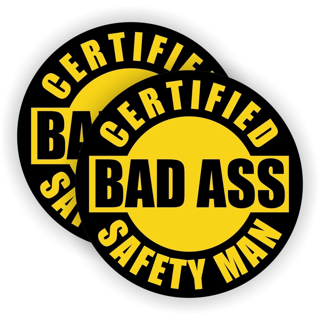 1 คู่ Bad Ass Safety Man Hard หมวกสติกเกอร์ / หมวกกันน็อคป้ายป้ายป้าย Safe Worker Construction Foreman Labor การป้องกันฤดูใบไม้ร่วง เจ้าหน้าที่พื้นที่ที่รกร