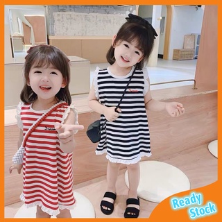 shellbaby ชุดเดรสกระโปรงสําหรับเด็กผู้หญิงแขนกุดสไตล์เกาหลี ชุดเดรสเด็กผู้หญิงน่ารัก cute แต่งตัว