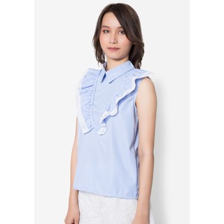 เสื้อเบลาส์ Lacy Ruffled V Cut