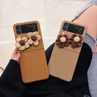 เคสโทรศัพท์มือถือ แบบฝาพับ ลายดอกไม้คู่ พร้อมขาตั้ง สําหรับ Samsung Z Flip4 Z Flip3 Z Flip2 Z