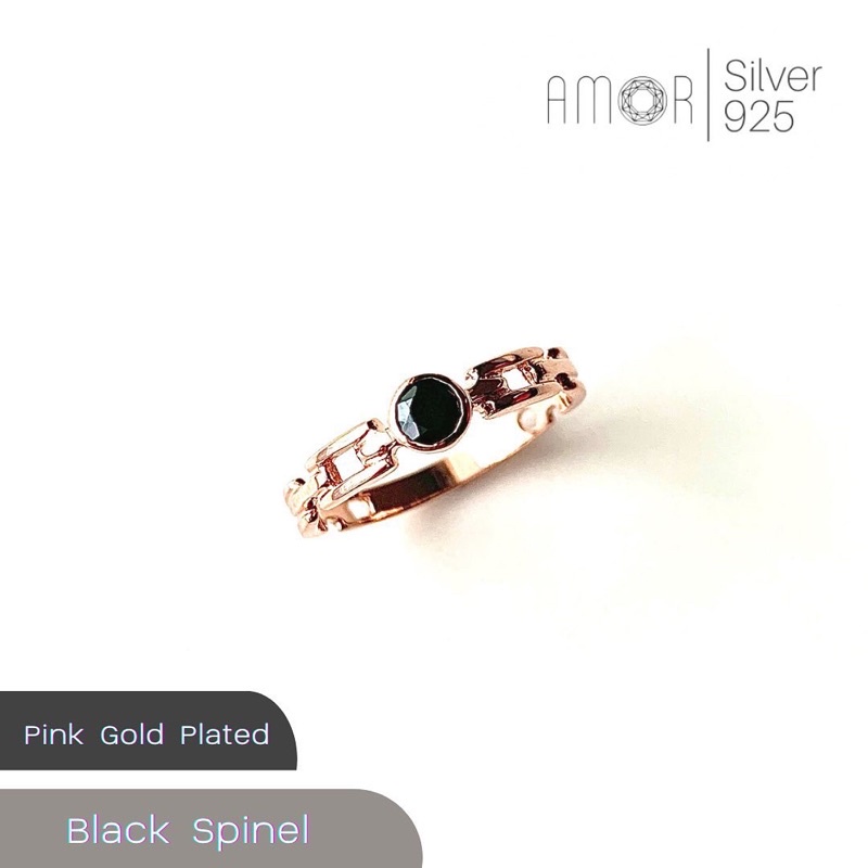 แหวนเงินแท้ 925 ฝังพลอยนิลดำ (Black Spinel) ขนาด 4 มิล ให้ลุคเท่ๆๆกับวงนี้เลยค่ะ พร้อมส่งไซส์ #56