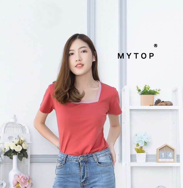 🔥[ขายถูก&ส่งไว]🔥My top Lot2 เสื้อยืดแต่งคอเหลี่ยม แต่งคอสี G162 CARDIGAN_NISTA (MT22H)