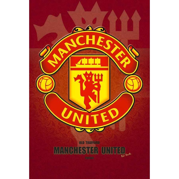 โปสเตอร์ แมนเชสเตอร์ยูไนเต็ด Manchester United แมนยู โลโก้ football ฟุตบอล รูป ภาพ ติดผนัง สวยๆ poster 88x60ซม.โดยประมาณ