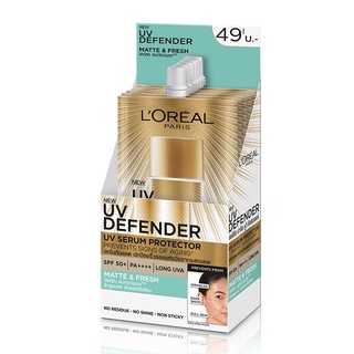 ( 6 ซอง) แมท เขียว Loreal Uv  Matte &amp; Fresh SPF50+/PA++++ 5.5ml ลอรีอัล ยูวี