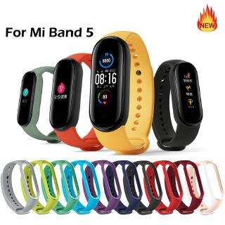 สายนาฬิกาข้อมือซิลิโคน สีพื้น สําหรับ Xiaomi Bracelet 5 Mi Band 5 NFC