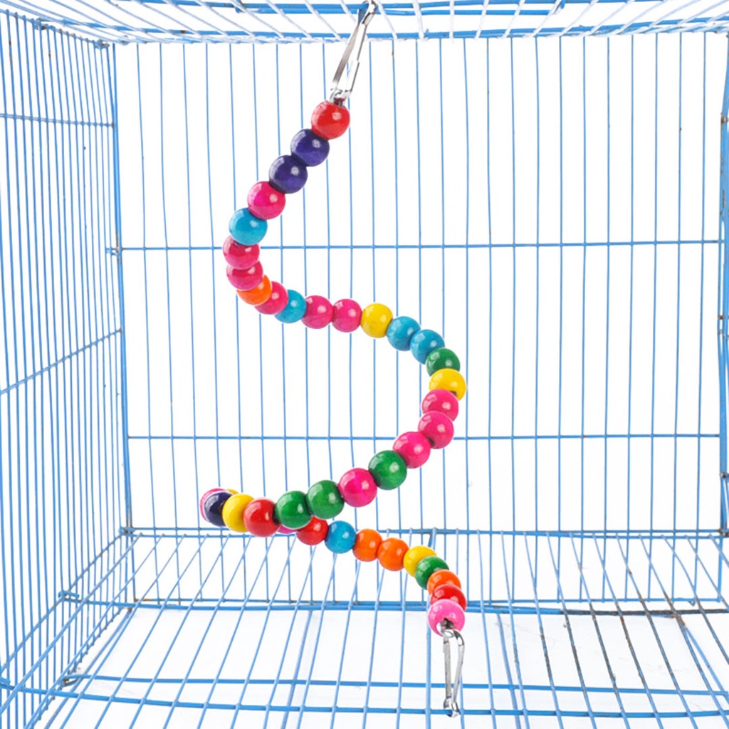 เชือกลูกปัดนก ของเล่นนก ของเล่นปีนป่าย 60-200cm Bird นกแก้ว ฟอพัส หงส์หยก คอนัวร์ เลิฟเบิร์ด นกฟินซ์ - รูปที่ 3
