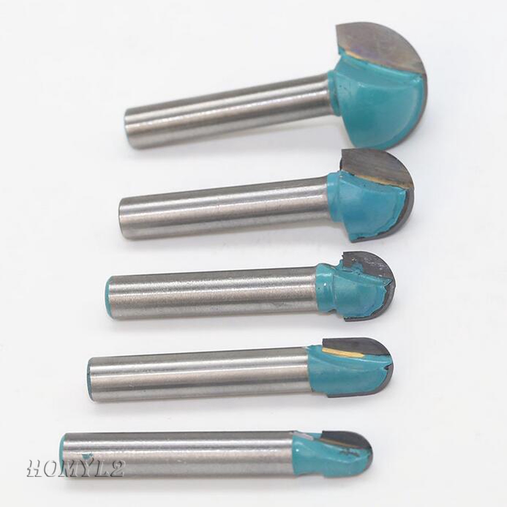 5/set Carbide 6mm Straight Shank TCT Round Nose Core Box Router Bit