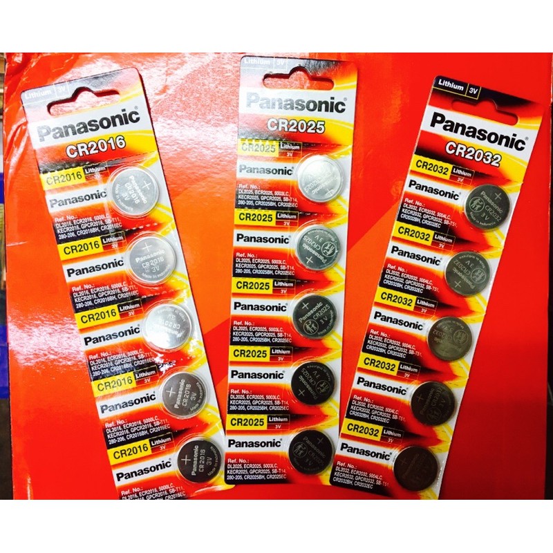 PanasonicCR2016/CR2025/CR2032/CR1616/CR1220/CR1620/CR1632แบตเตอรี่ งานแท้100% (1แผง5ก้อน)