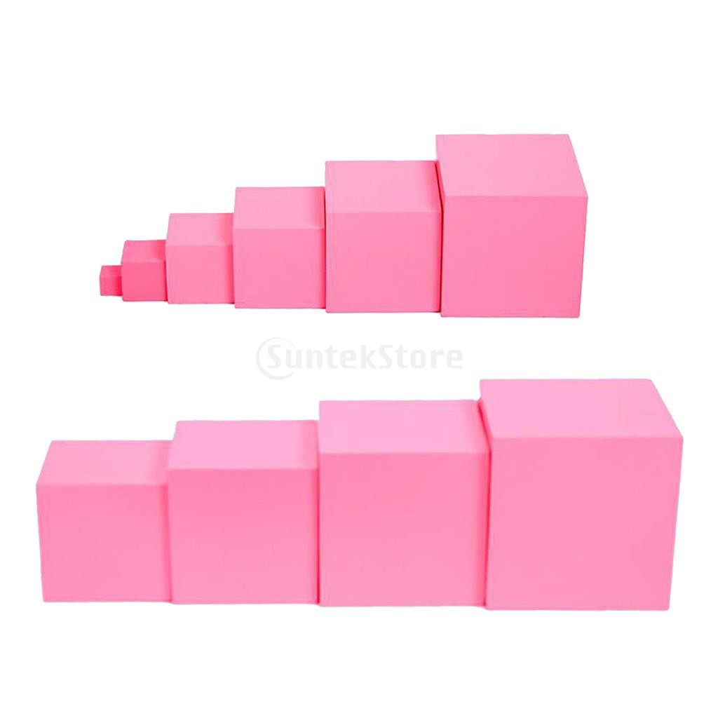 Pink Tower Wooden Cube Stacking Blocks Early Childhood Kids Educational ...