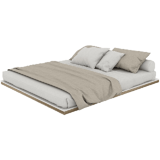 [กทม. 3-5 วัน ส่ง] Koncept furniture เตียงนอน รุ่น KC-PLAY SLEEPI ขนาด 5-6 ฟุต สีขาว-ลินเบิร์ก (220x203x10 ซม. *ความกว้างรวมข้างเตียง)