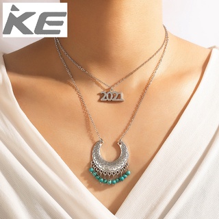 Turquoise Necklace Tassel Pendant Number Long Necklace Women for girls for women low price