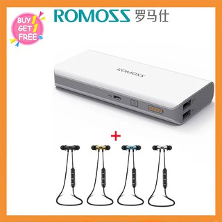 ROMOS Ready Stock แบตสำรอง 10400mAh แถบสี ฟรี สาย USB +free XT11 Bluetooth Earphone คุ้มค่าคุ้มราคา!