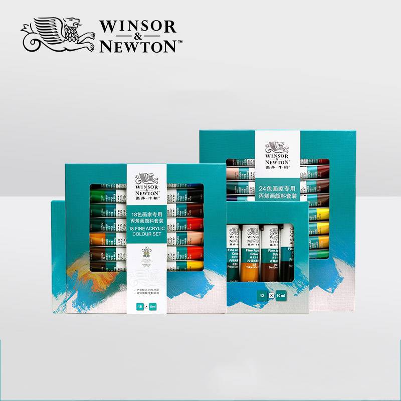 Winsor &amp; Newton 18/24 สีสีอะคริลิคคุณภาพสูงสีอะคริลิคสำหรับศิลปินจิตรกรรม สีย้อมผ้า หิน แก้ว ไม้ โลหะ พลาส
