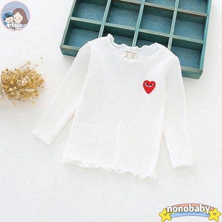 【ราคากวาดล้าง】Girls Wooden Ear T-shirt Baby Wild Bottoming Shirt Cute Baby Warm Clothes